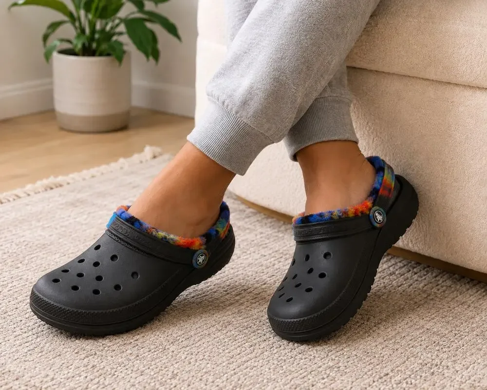 Crocs Classic Tie Dye Fuzzy Lined Clogs M10 W12